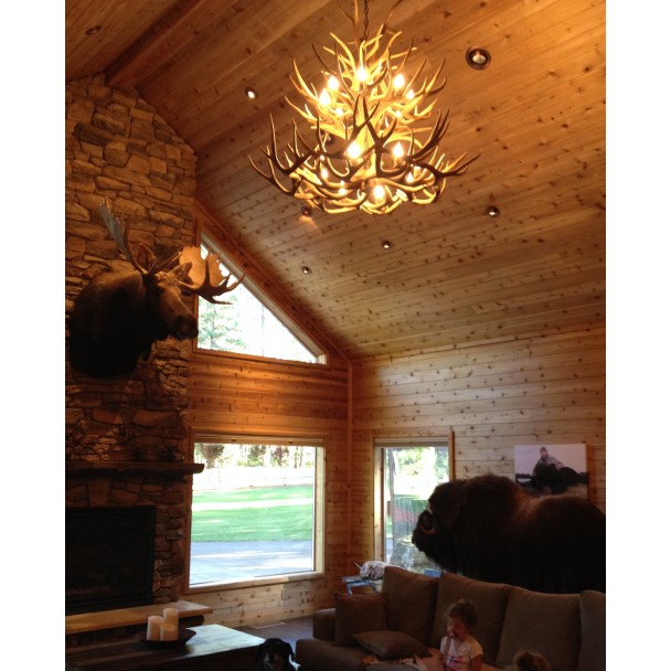 Real Antler Double Tier Mule Deer Chandelier MDDT
